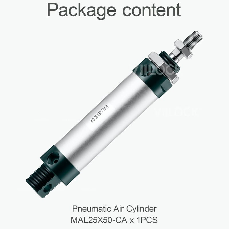 VIILOCK Pneumatic Air Cylinder 25mm Bore 50mm Stroke, Mini Air Cylinder Single Rod Double Action MAL 25 X 50 - Image 5